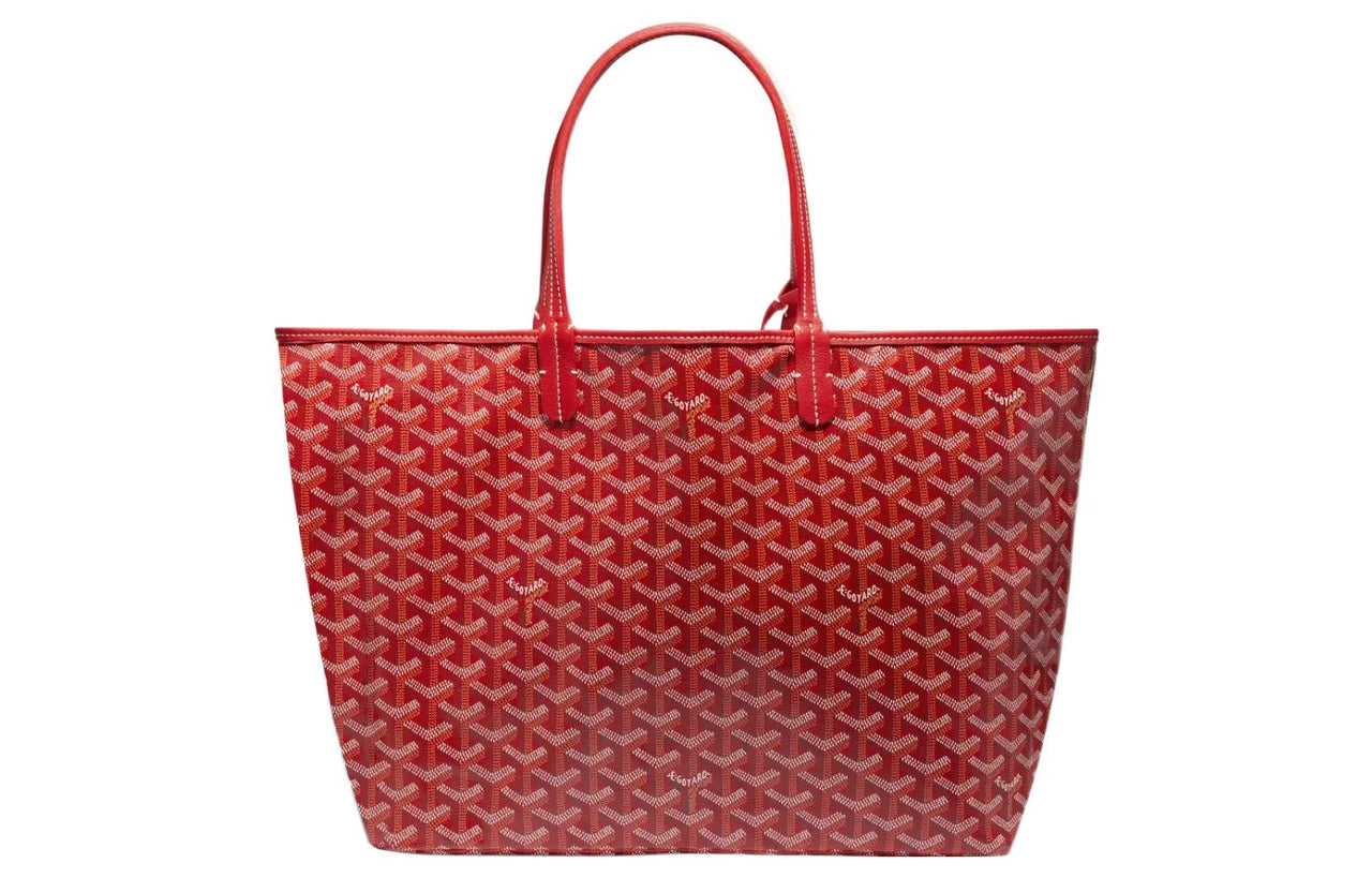 GOYARD Saint Louis Canvas Calfskin Tote Bag Shopping Bag Handbag Small Size Unisex Red