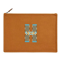 HERMES Flat H Natte Cotton Clutch Large Size Women's Brown