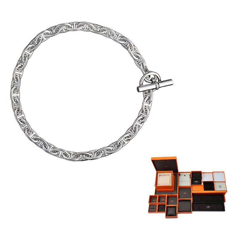 HERMES 925 Sterling Silver Necklaces Women's Silver