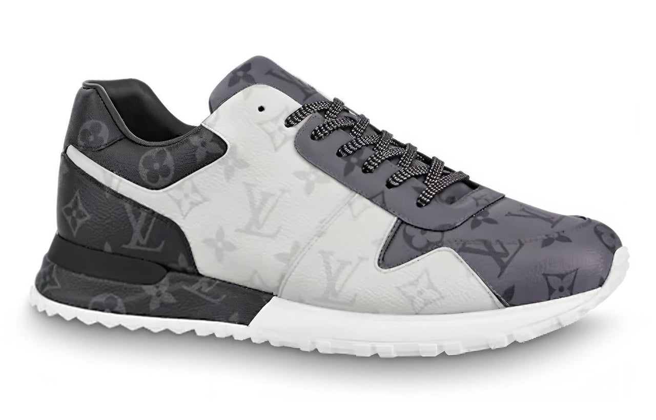 حذاء رياضي كاجوال منخفض الارتفاع من LOUIS VUITTON Run Away مقاوم للانزلاق والتآكل وجيد التهوية للرجال باللون الأبيض والرمادي