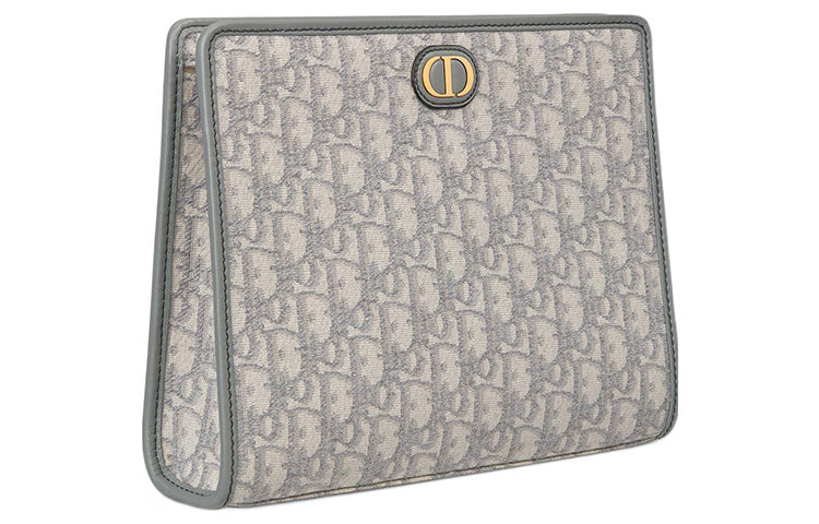 DIOR 30 Montaigne Fabric Toiletry Bags Clutches Medium Size Women's Gray