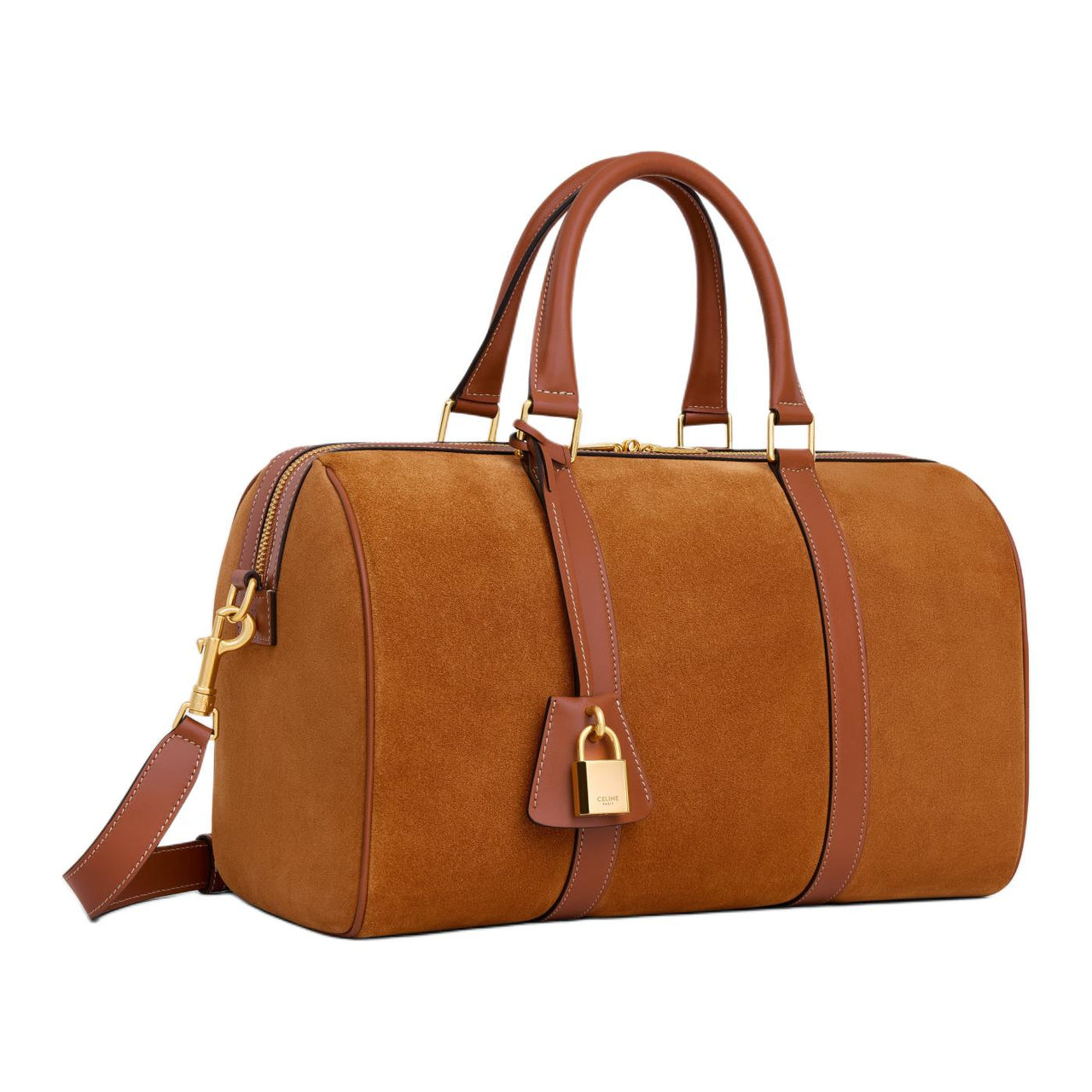 CELINE Cow Leather Boston Bag Shoulder Bag Crossbody Bag Handbag Women's Smoke