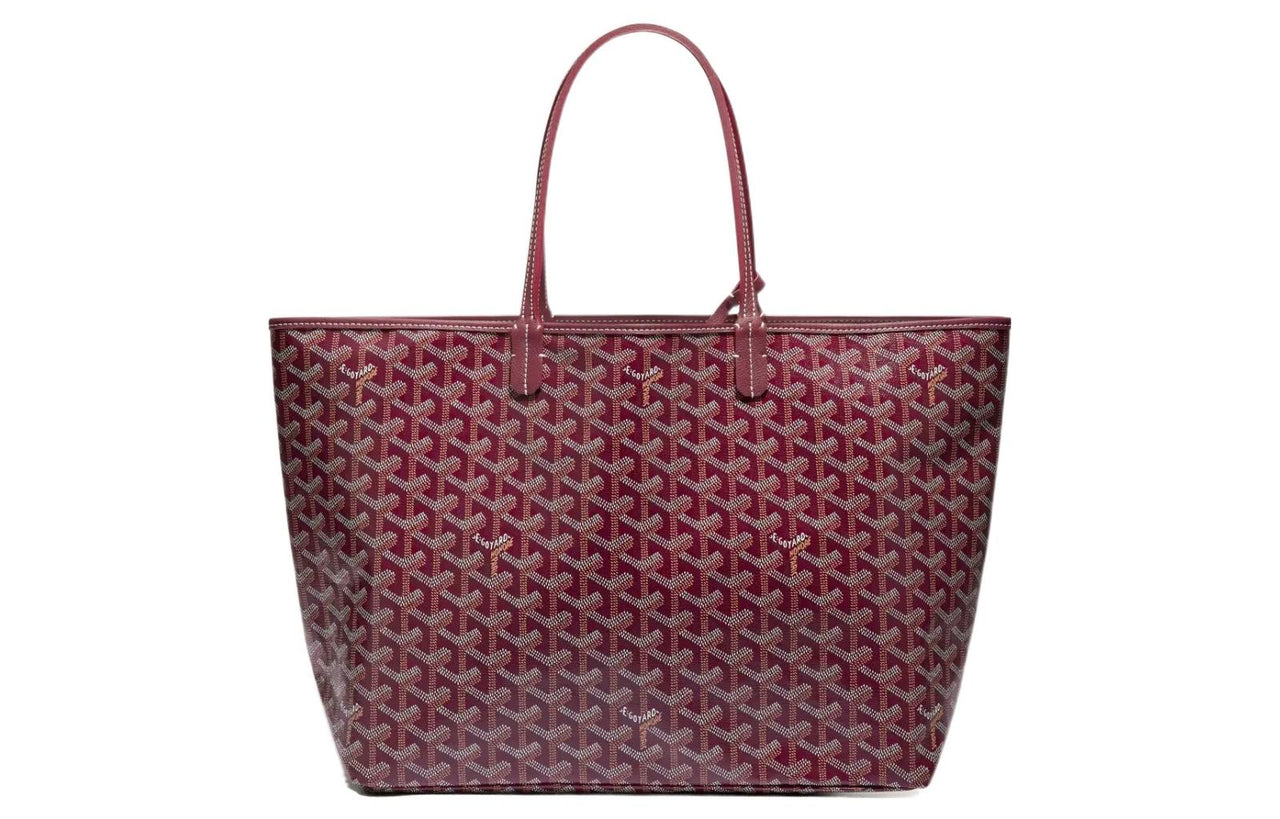 GOYARD Saint Louis Canvas Calfskin Tote Bag Shopping Bag Handbag Small Size Unisex Burgundy