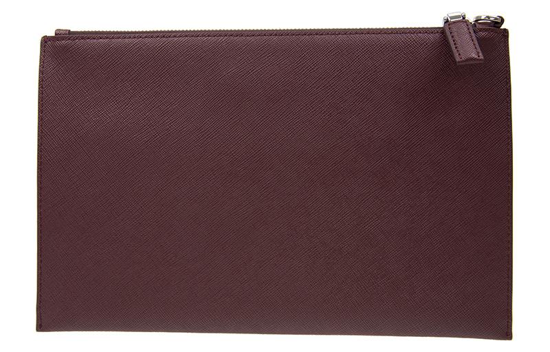 PRADA Cow Leather Clutch Regular Men's Deep Red