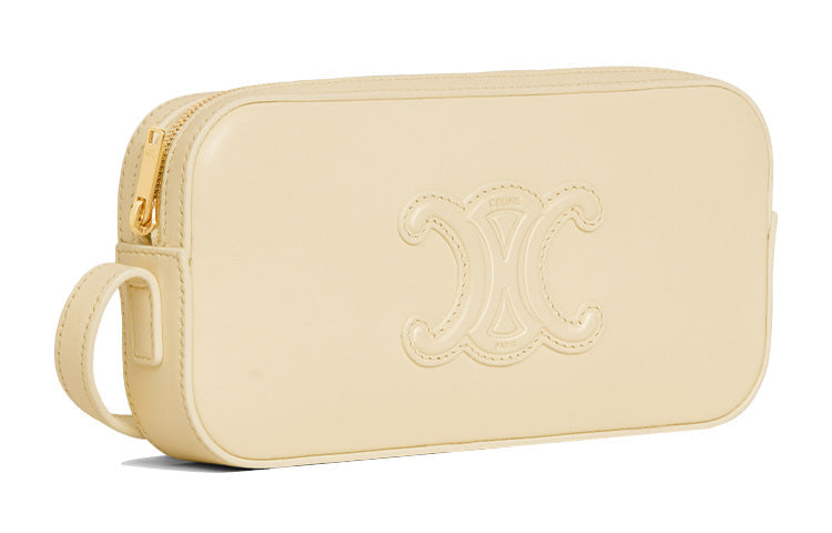 CELINE Cuir Triomphe Triumph Cow Leather Handbag, Shoulder Bag Mini Women's Light Yellow/Light Yellow