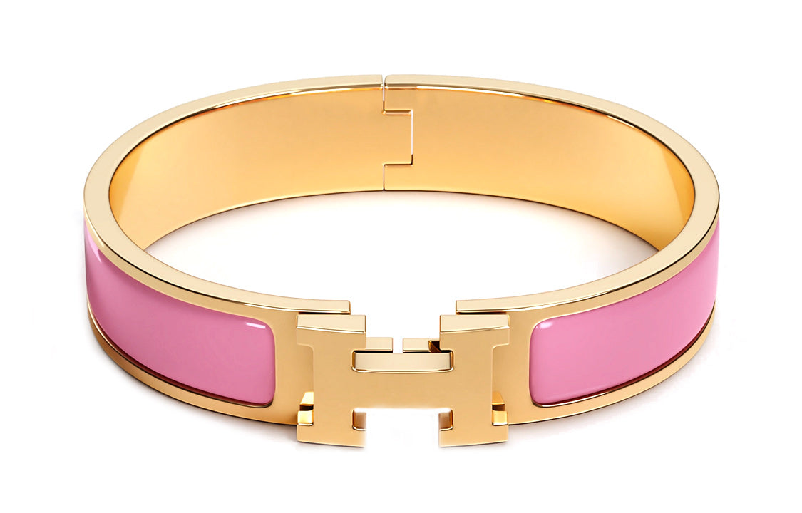 HERMES Bangles Women's Gold/Pink