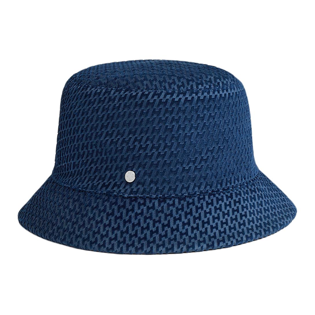 HERMES Cotton Bucket Hats Unisex Blue