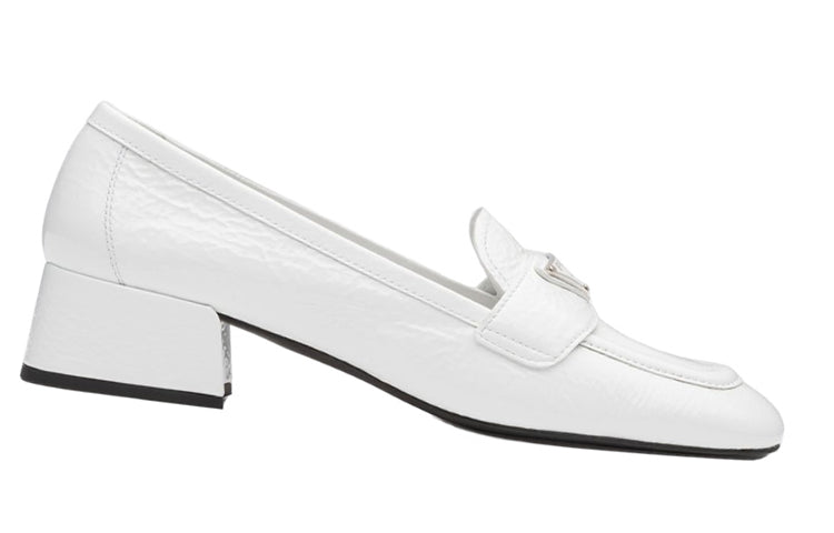 PRADA Block Heel Mary Jane Shoes Women's White