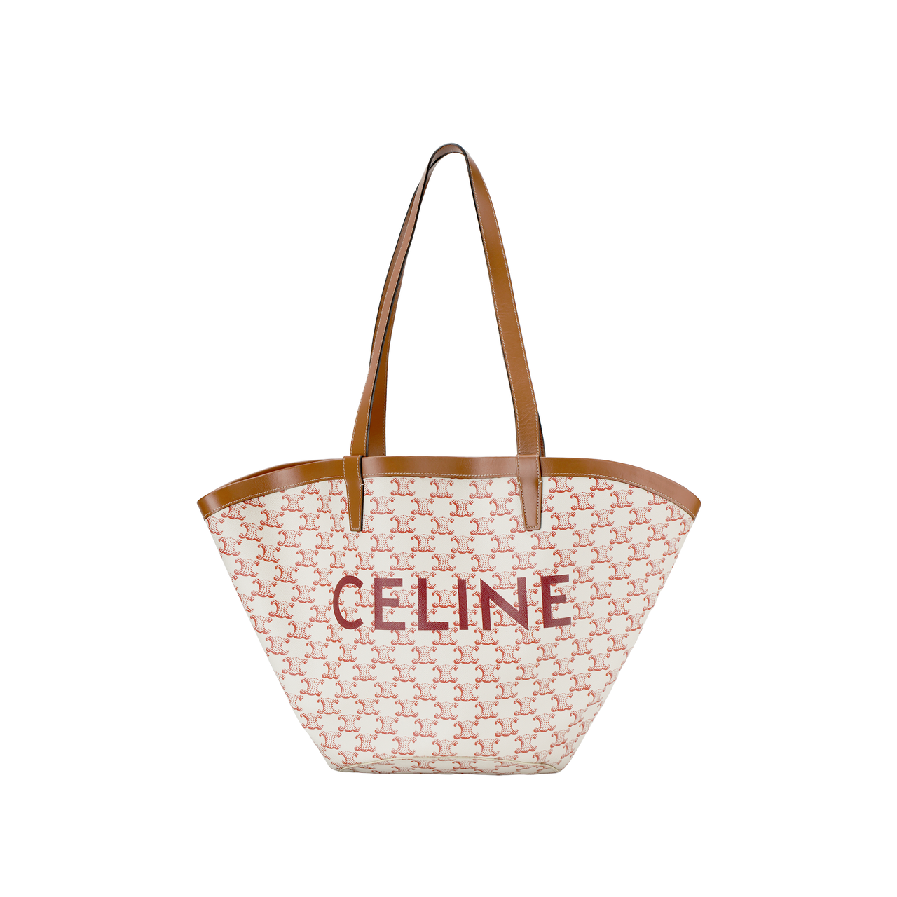 CELINE Couffin Cow Leather Basket Bag Tote Bag Shopping Bag Handbag Shoulder Bag Crossbody Bag Medium Size Women's Red
