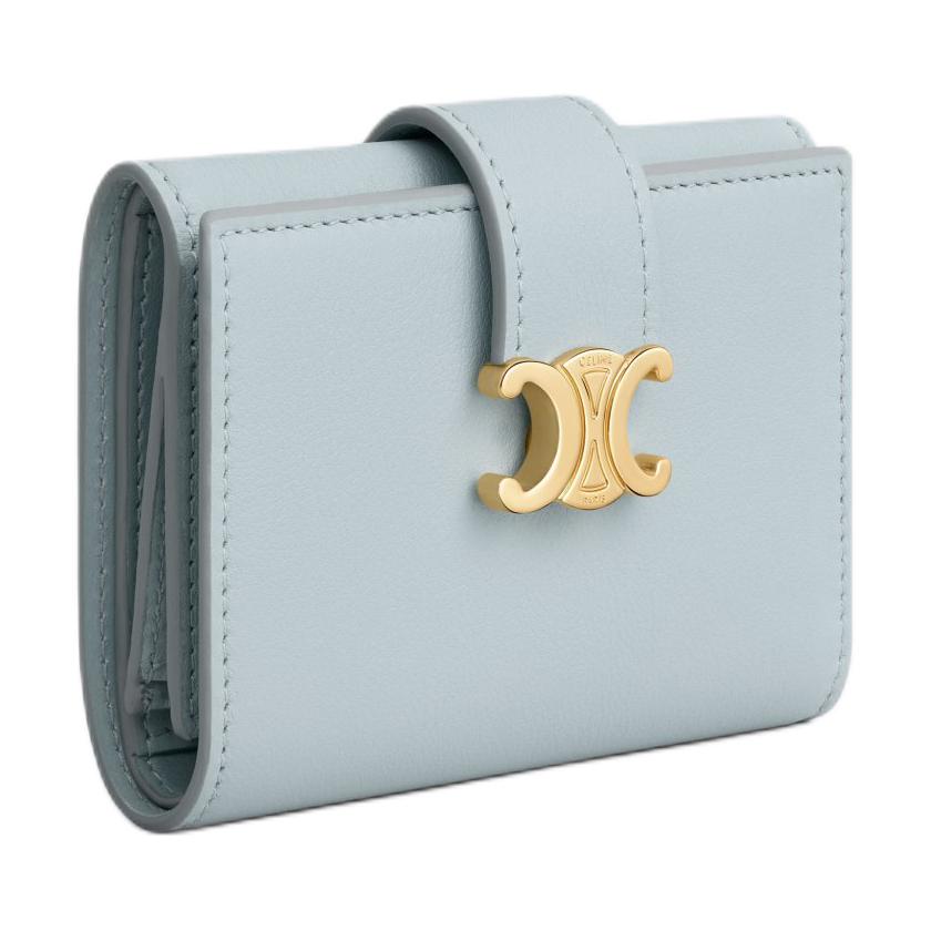 CELINE Calfskin Wallet Unisex Ice Blue