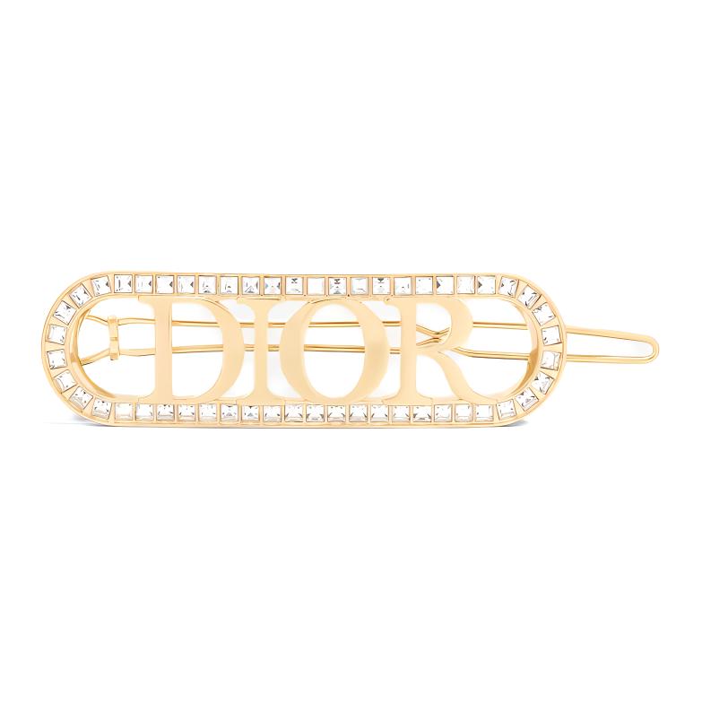 DIOR Crystal, Metal Hair Clips Women's Gold