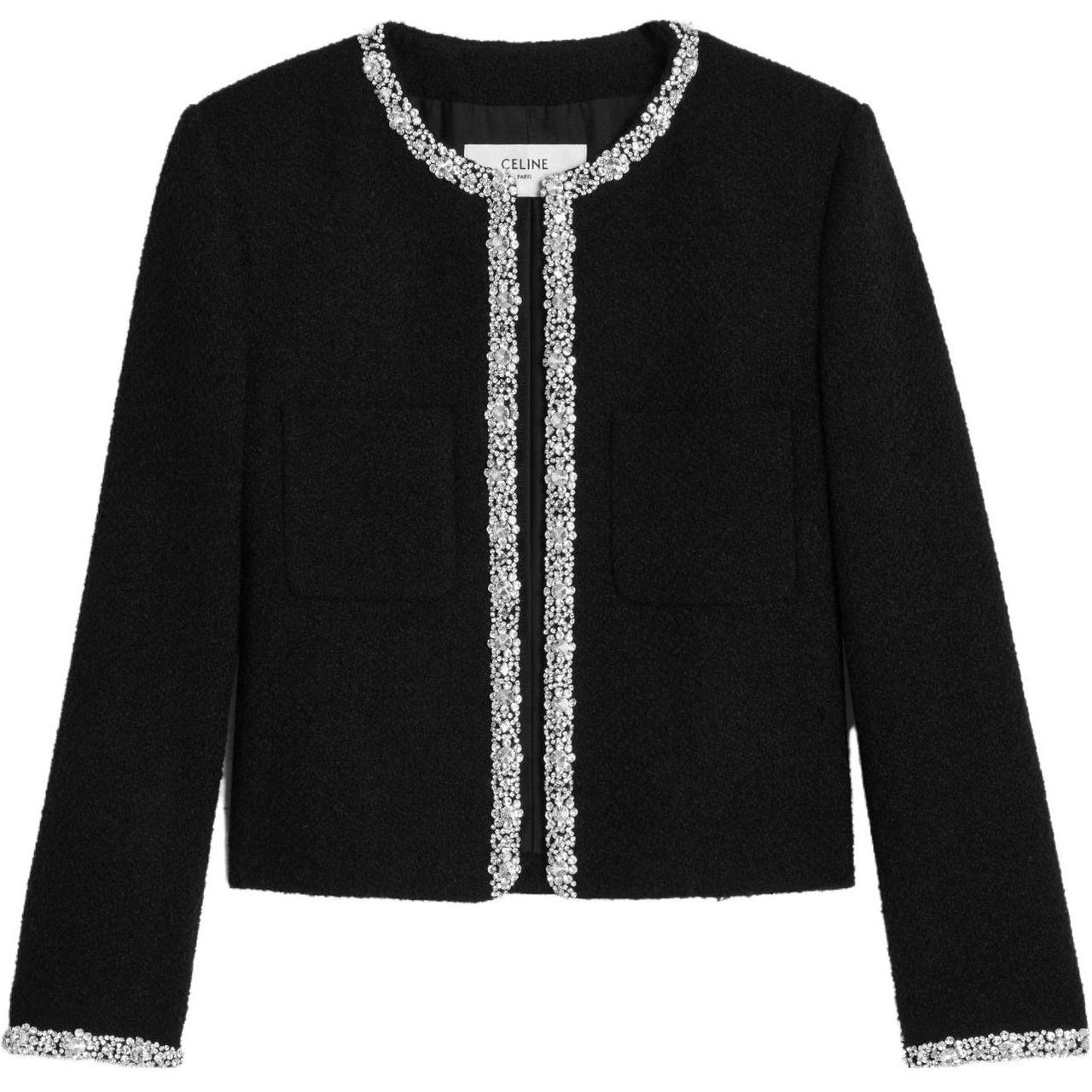 CELINE SS23 Knitted Fabric Cardigan Women's Black