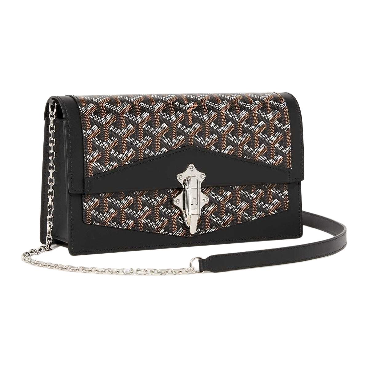 GOYARD Goyardine Canvas With Cervon Calfskin Shoulder Bag Crossbody Bag Women's Black