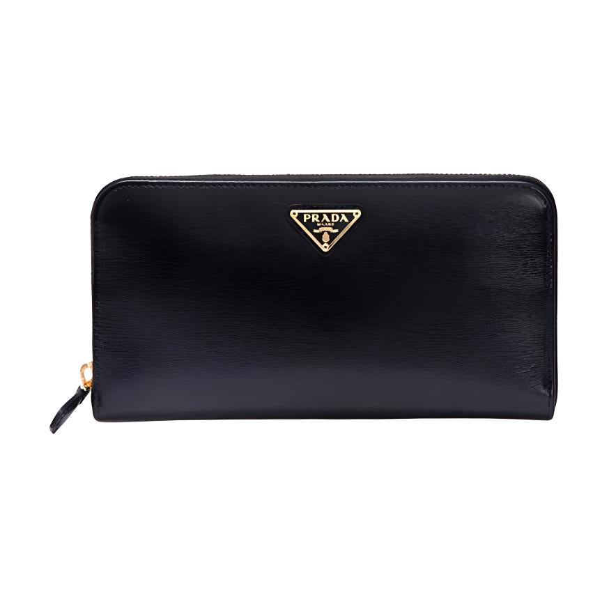 PRADA Cow Leather Wallet Women's Black