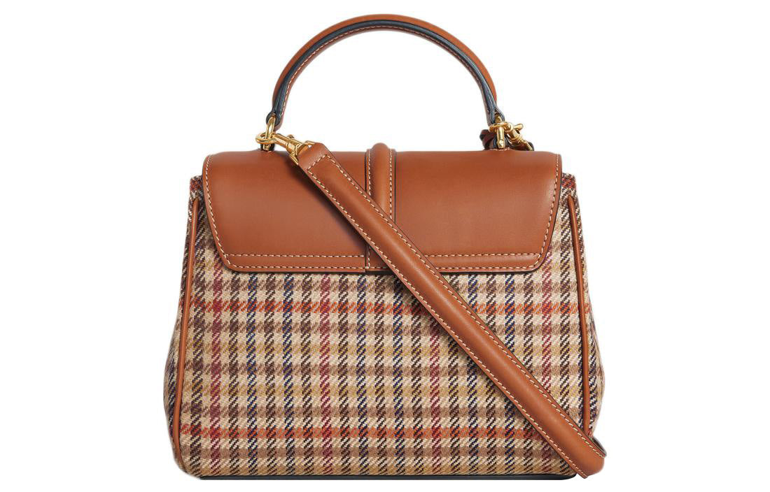 CELINE 16 Plaid And Natural Calfskin Trim Shoulder Bag Crossbody Bag Handbag Mini Women's Multicolor