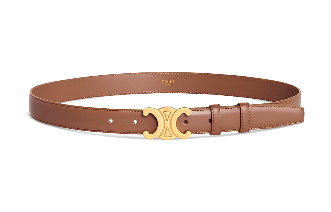 CELINE Cow Leather Belts Women's Width 2.5cm