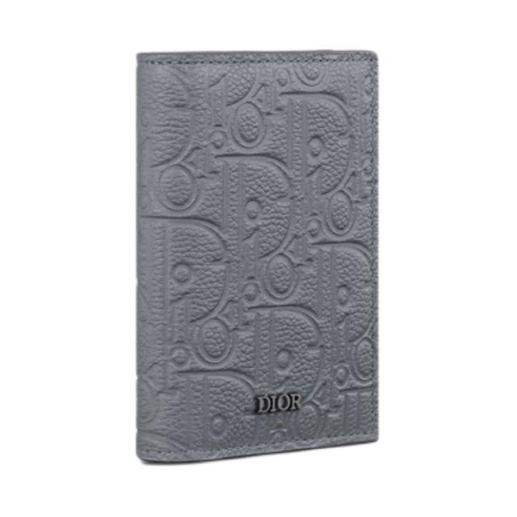 DIOR Calfskin Card Holder Men's Dark Gray