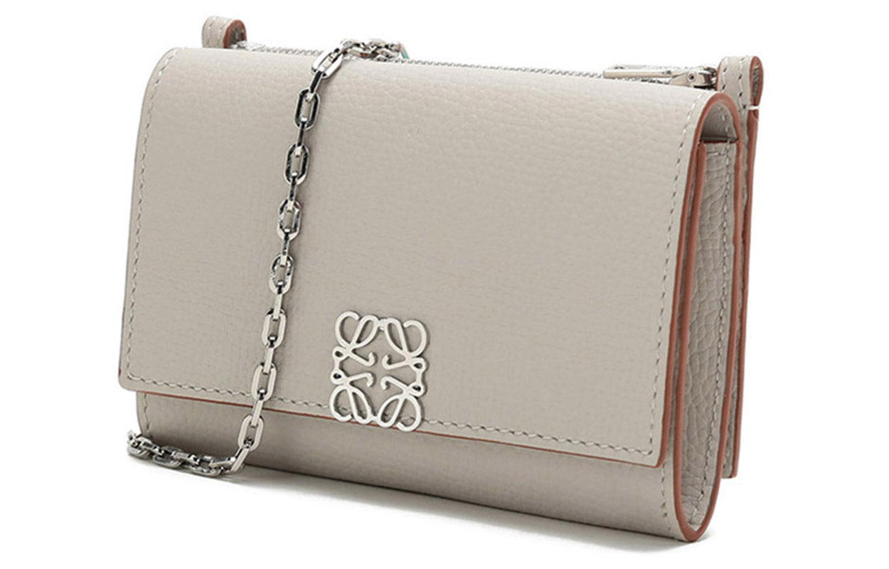 LOEWE Cow Leather Chain Bag, Shoulder Bag Women's Gray White