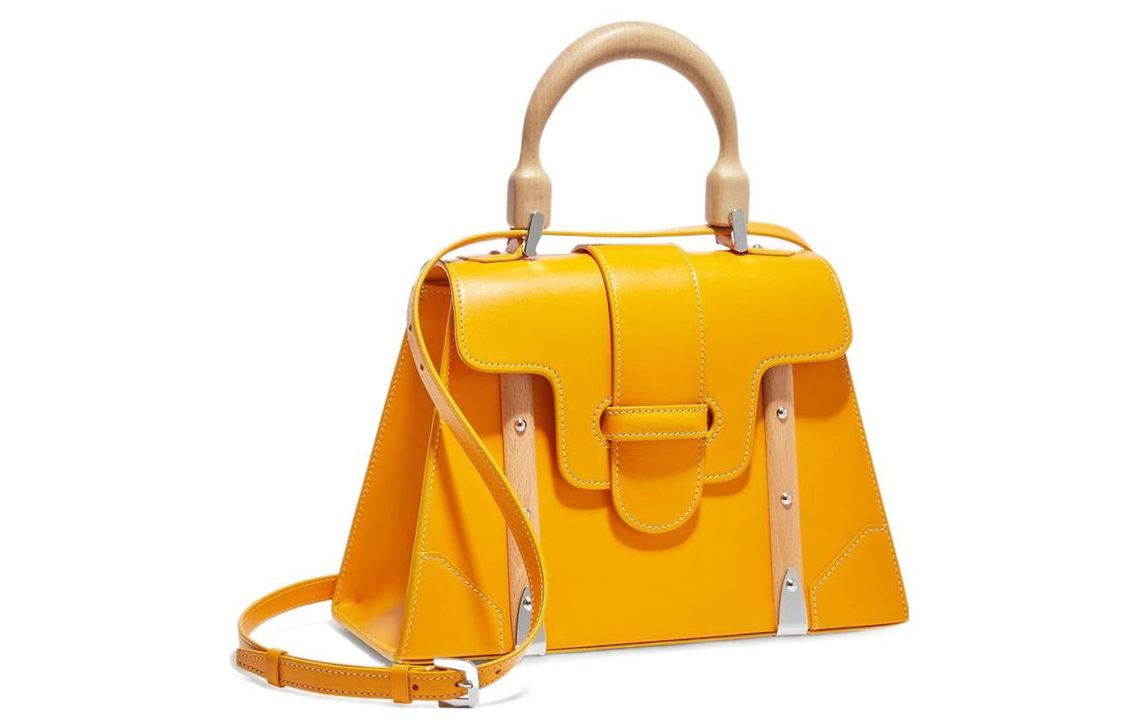 GOYARD Saigon Cross-Grain Calfskin Shoulder Bag Crossbody Bag Handbag Small Size Unisex Yellow