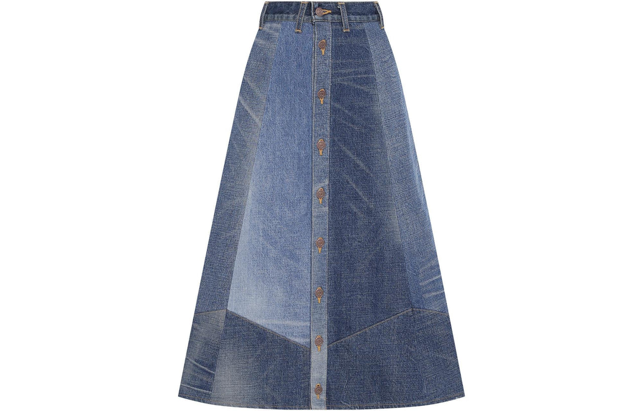 CELINE Denim Long Skirts Women's Blue