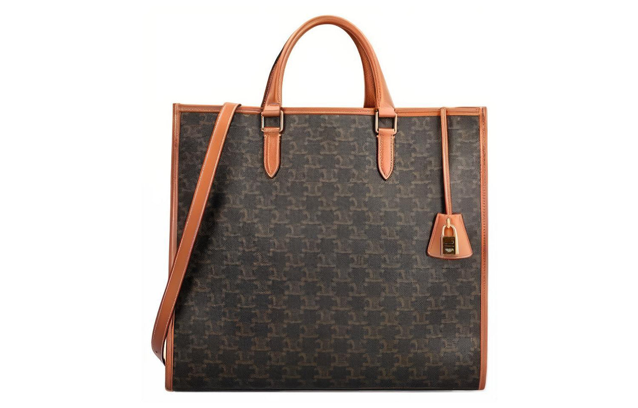 CELINE Canvas With Leather Canvas Bag Tote Bag Shopping Bag Shoulder Bag Crossbody Bag Handbag Regular Women's Brown