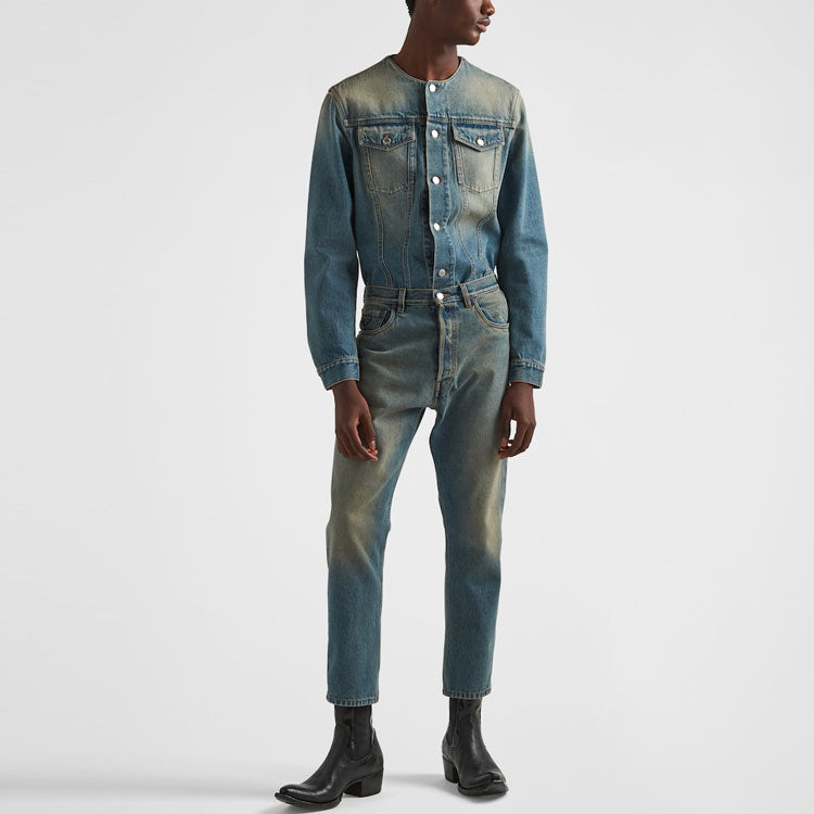 PRADA Denim Jackets Men Light Blue