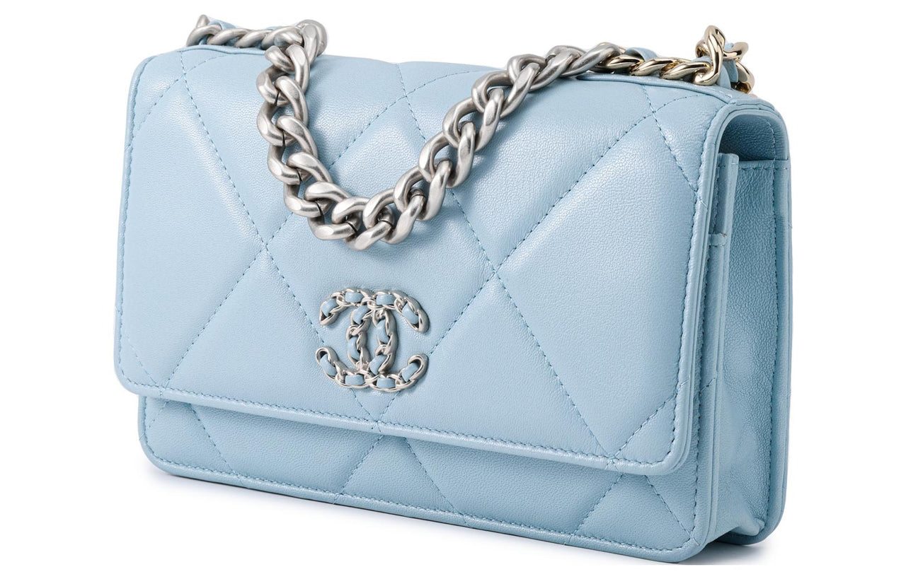 CHANEL 19Bag Lambskin Handbag Shoulder Bag Crossbody Bag Regular Women's Light Blue