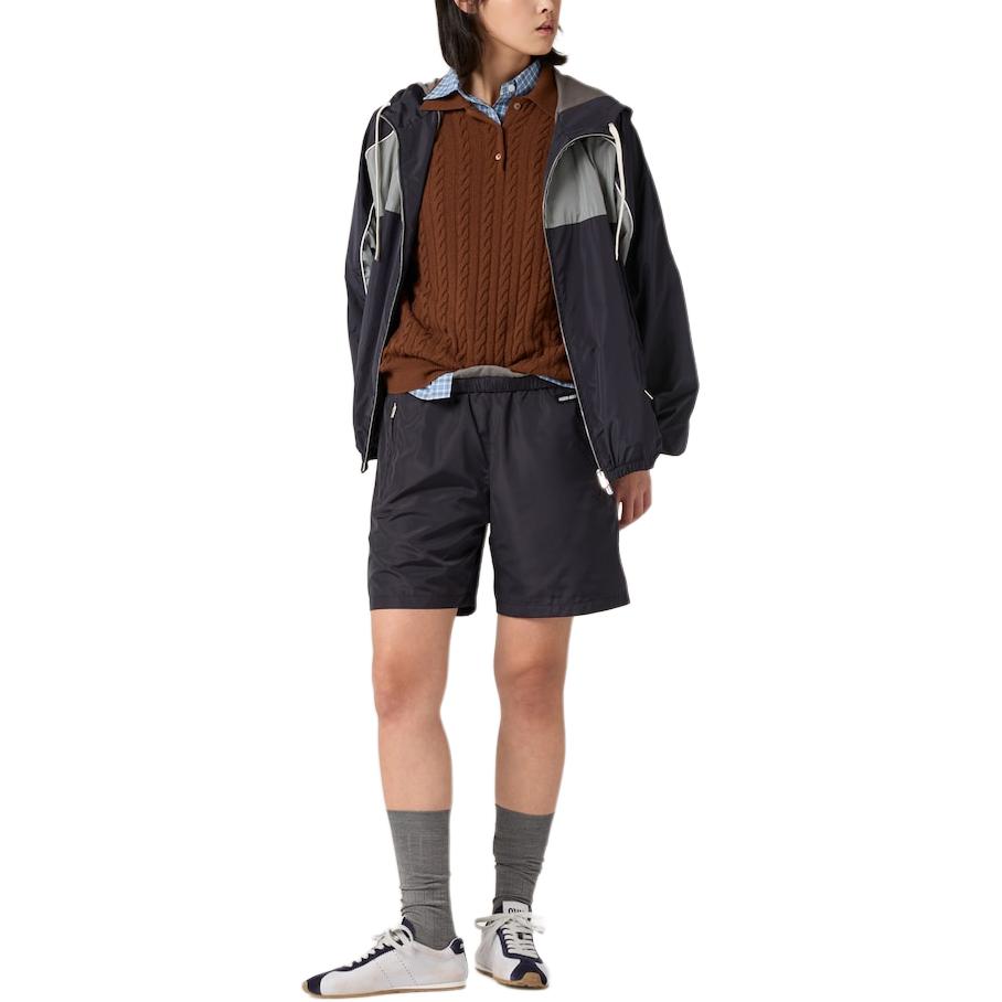 MIU MIU Technical Silk Bermuda Shorts 'Blue'