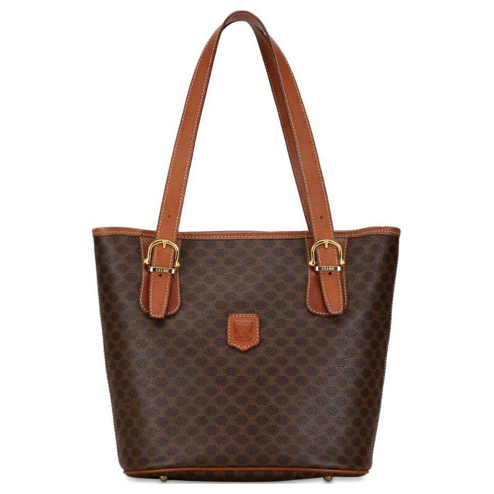 CELINE Cow Leather Handbag Unisex Umber