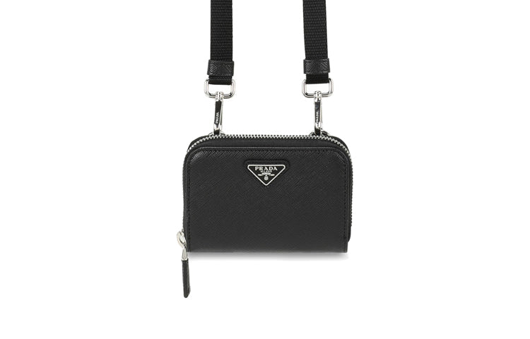 PRADA Cow Leather Wallet Men's Black