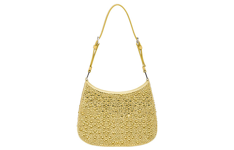 PRADA Cleo Satin Bag With Appliques Pineapple Yellow