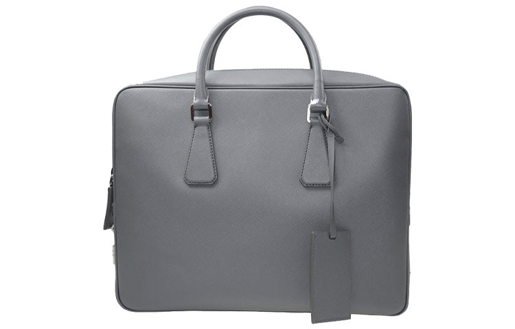 PRADA Cow Leather Handbags Briefcases Men's Gray