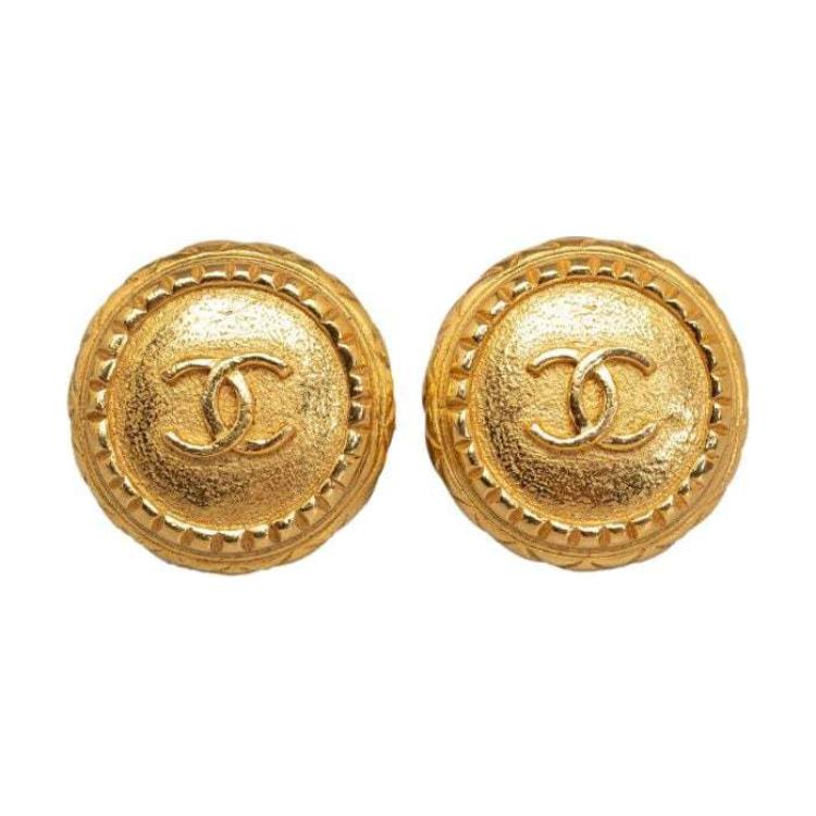 CHANEL 1986 1994 CC button Clip on Earrings