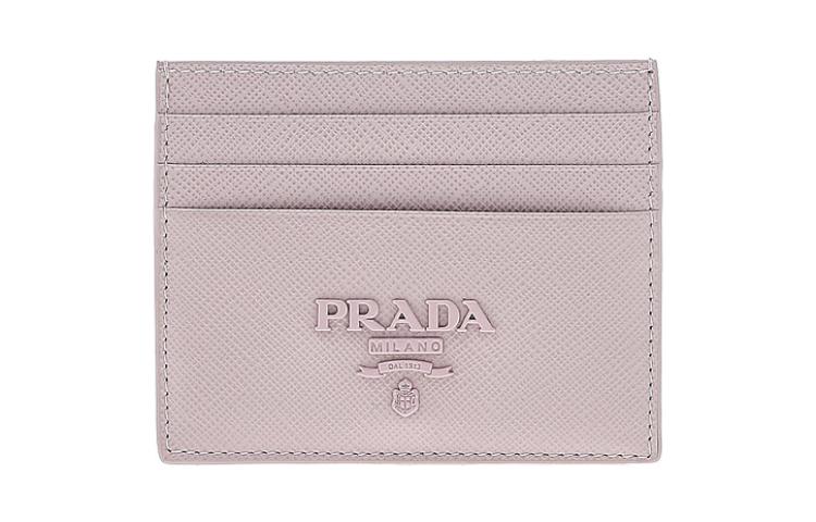 PRADA Cow Leather Card Holder Card Holder Women's Light Pink