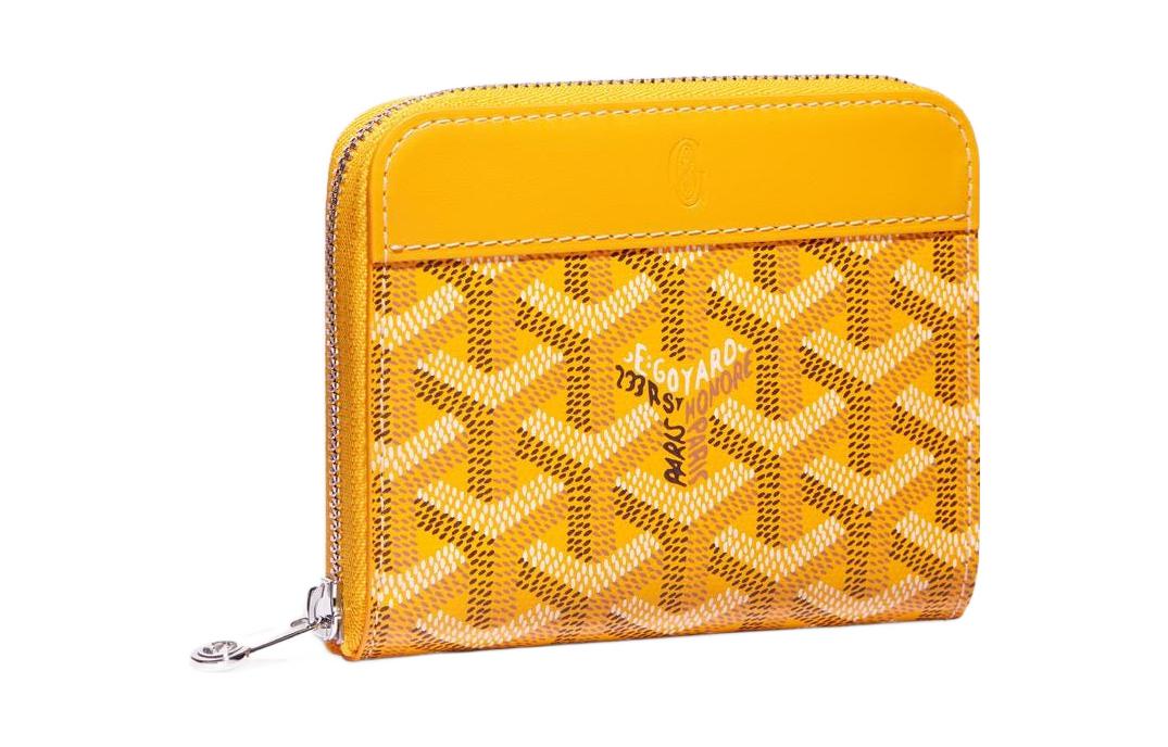 GOYARD MATIGNON Canvas With Leather Wallet Small Size Unisex Yellow