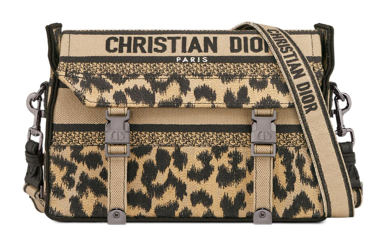DIOR DiorCamp Embroidery Messenger Bag Shoulder Bag Crossbody Bag Small Size Women's Leopard Print