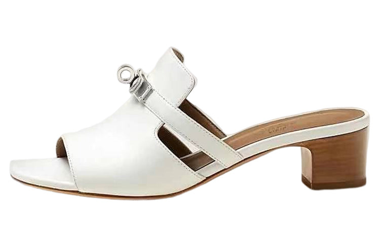 HERMES Abrasion Resistant Slide Slippers Women's White