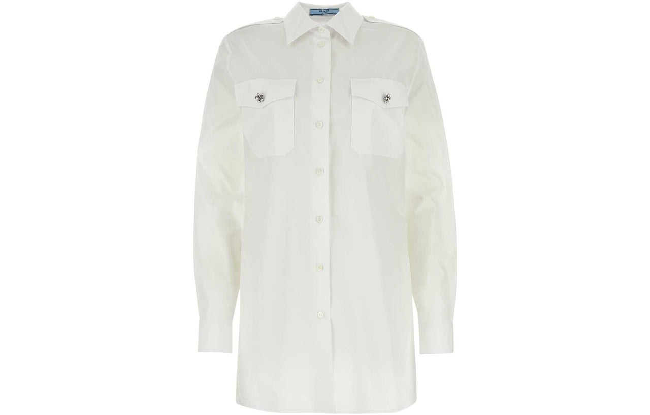 PRADA Button Embellished Poplin Shirt
