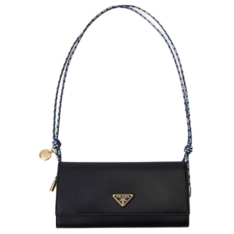 PRADA Cow Leather Shoulder Bag Women's Black