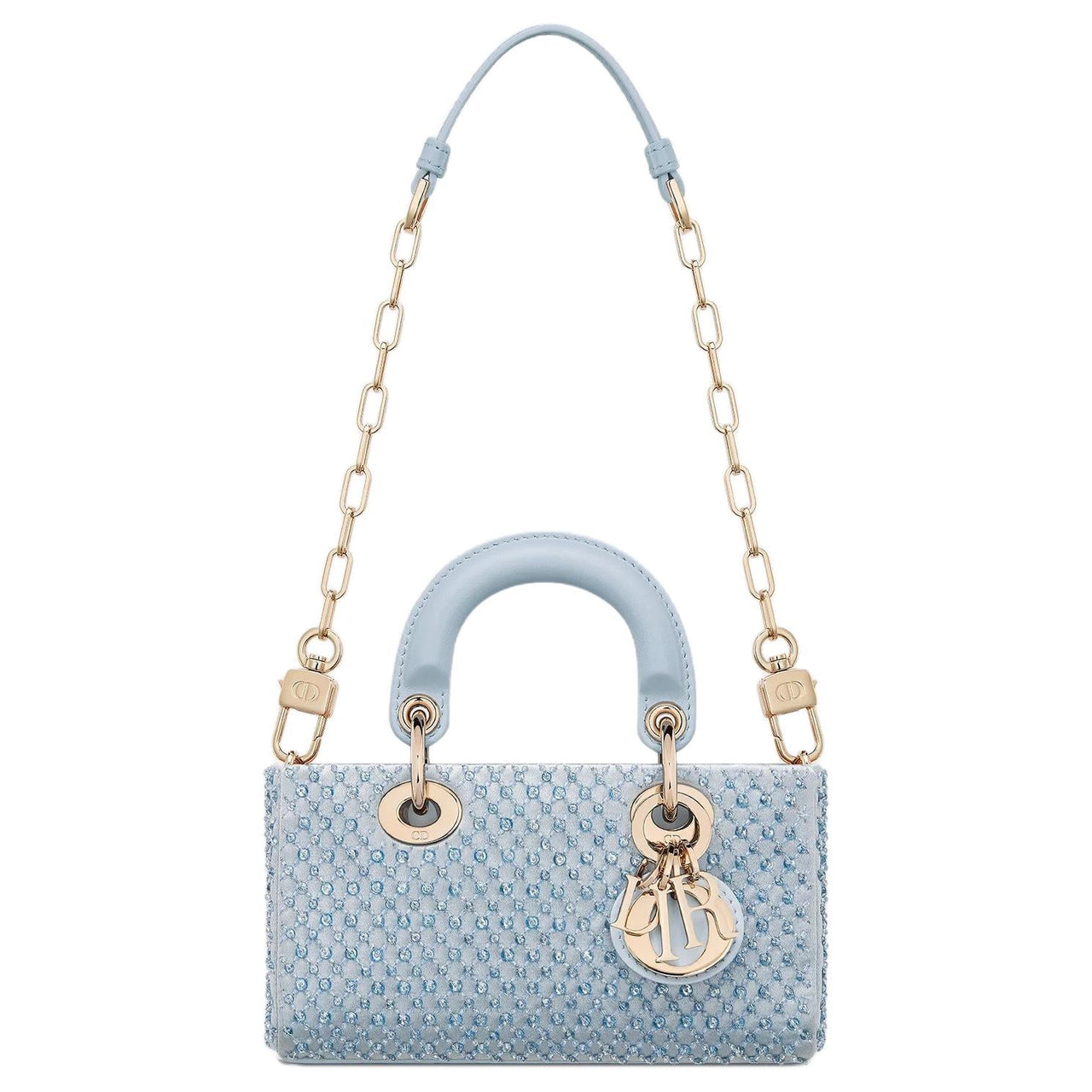 DIOR Lady D Joy Calfskin Lady Dior Bag, Shoulder Bag, Crossbody Bag, Handbag Extra Mini Women's Light Blue