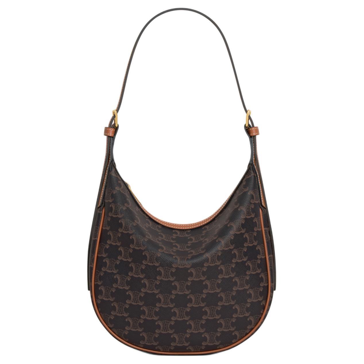 CELINE Cow Leather Crossbody Bag, Shoulder Bag Small Size Women's Tawny