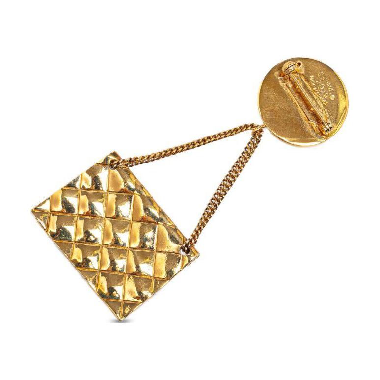 CHANEL 1998 Gold plated Handbag Brooch