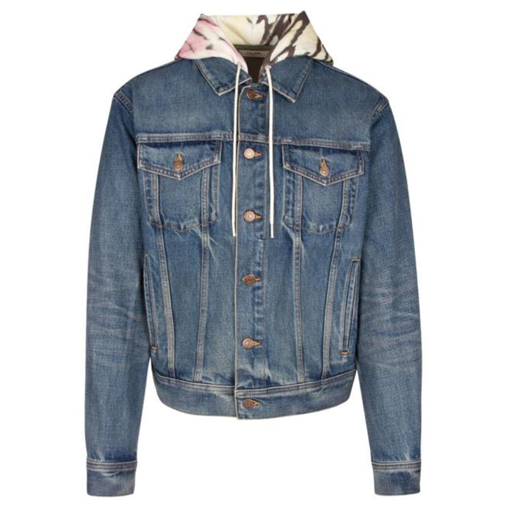 CELINE Double Layered Hooded Denim Jacket