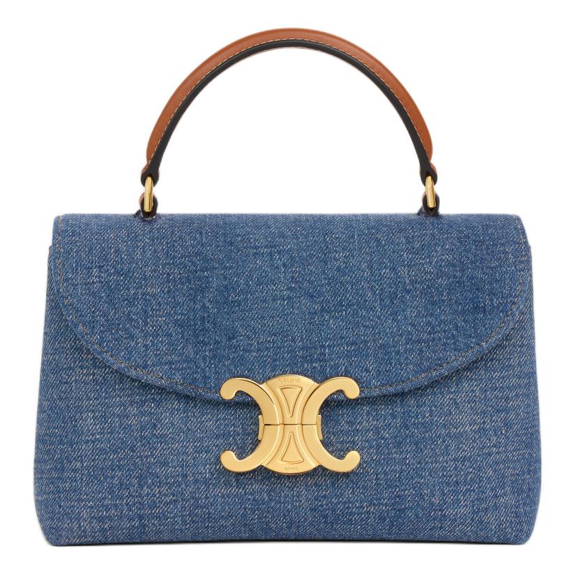 CELINE Denim One Shoulder Handbag Women's Blue