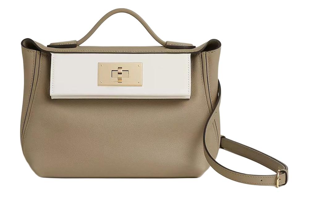 HERMES 24/24 Evercolor With Swift Calfskin Shoulder Bag Crossbody Bag Handbag Mini Women's Beige & Brown