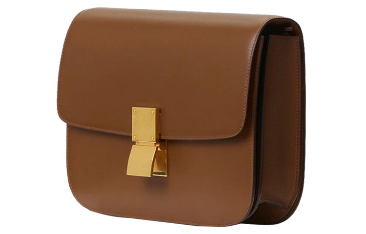 CELINE Classic Bo Cow Leather Block Bag Shoulder Bag Crossbody Bag Medium Size Women's Caramel