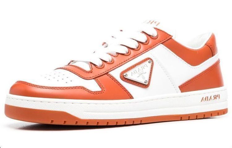 PRADA DowntownPrada Downtown Low Top Stylish Skateboarding Shoes Women's White Orange