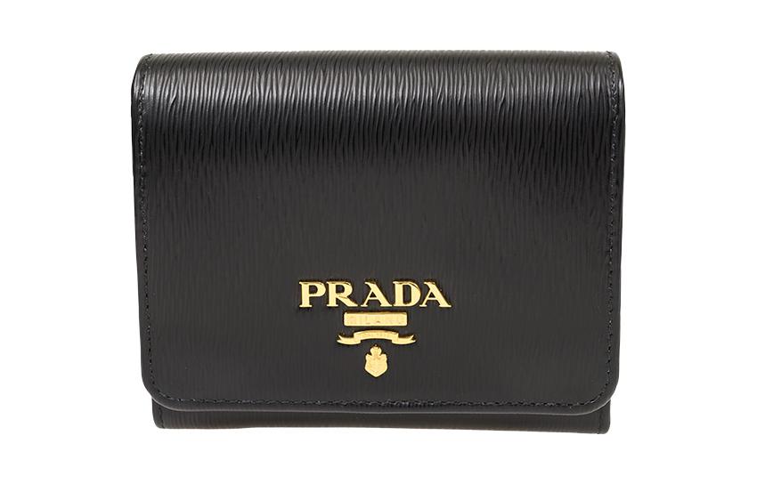 PRADA Cow Leather Wallets Coin Purses Women's Black
