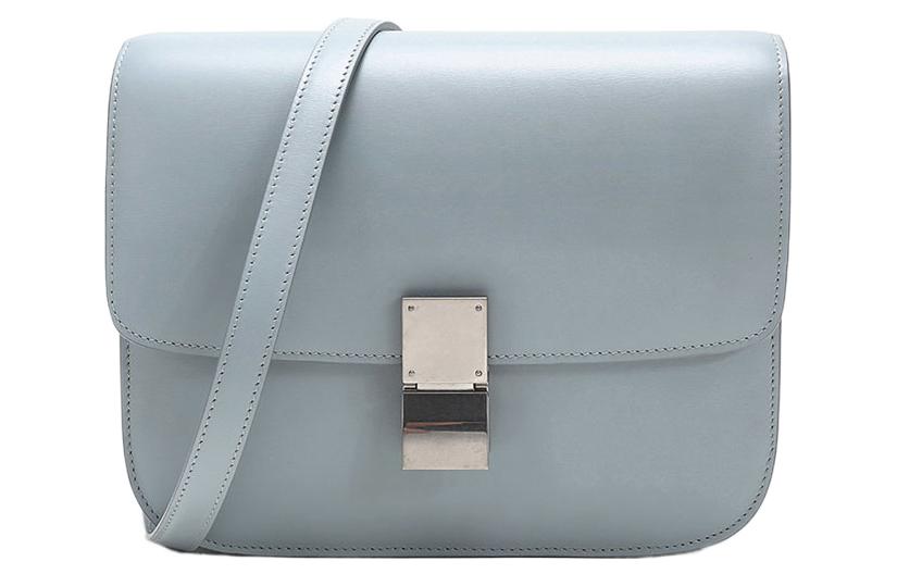 CELINE Classic Bo Polished Cow Leather Tofu Cube Bag Crossbody Bag Shoulder Bag Women's Haze Blue
