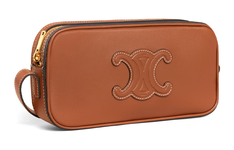 CELINE Cuir Triomphe Calfskin Camera Bag Messenger Bag Shoulder Bag Mini Women's Brown Caramel